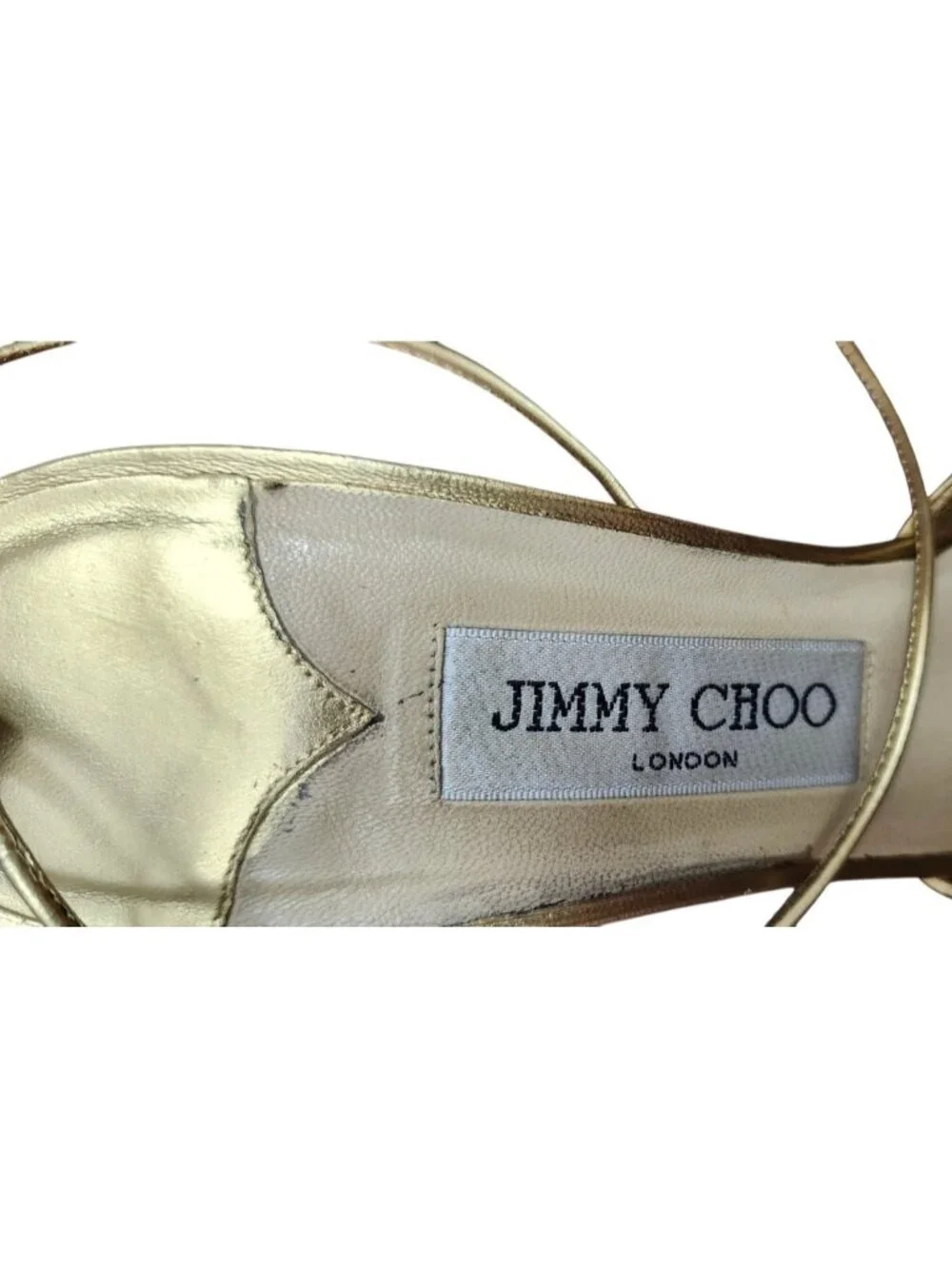 Jimmy Choo Gold Metallic Leather Lace Up Ankle Wrap Heels EU 39 US 8.5 Italy
